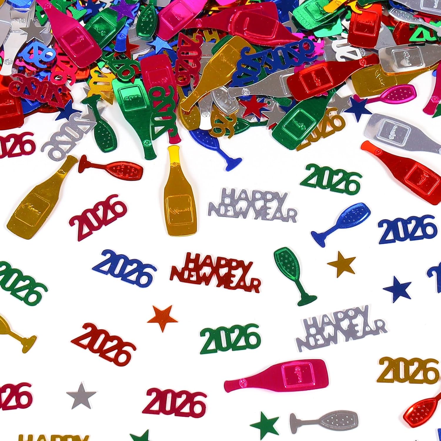 500 Pcs New Year 2026 Confetti, Gold 2026 Table Shiny Confetti Glitter for Happy New Year Decorations 2026 New Years Eve Table Decorations