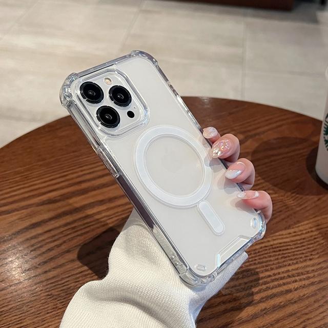 

Роскошный чехол для телефона Magsafe с беспроводной зарядкой для Iphone 14 13 12 11 Pro Max Plus, противоударный прозрачный чехол-бампер For iPhone 11Pro чистый