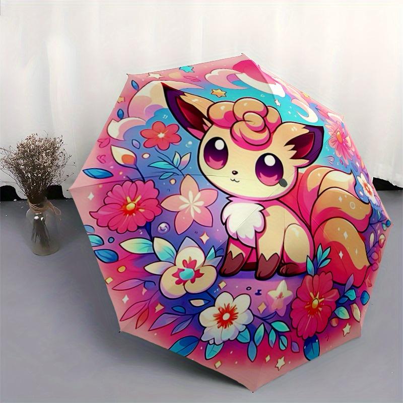 1pc Eevee Floral Umbrella: Auto-Open Close, Portable Folding Design, Outdoor, for Fans & Travelers, Festive Gift with 8 Iron Ribs.F048