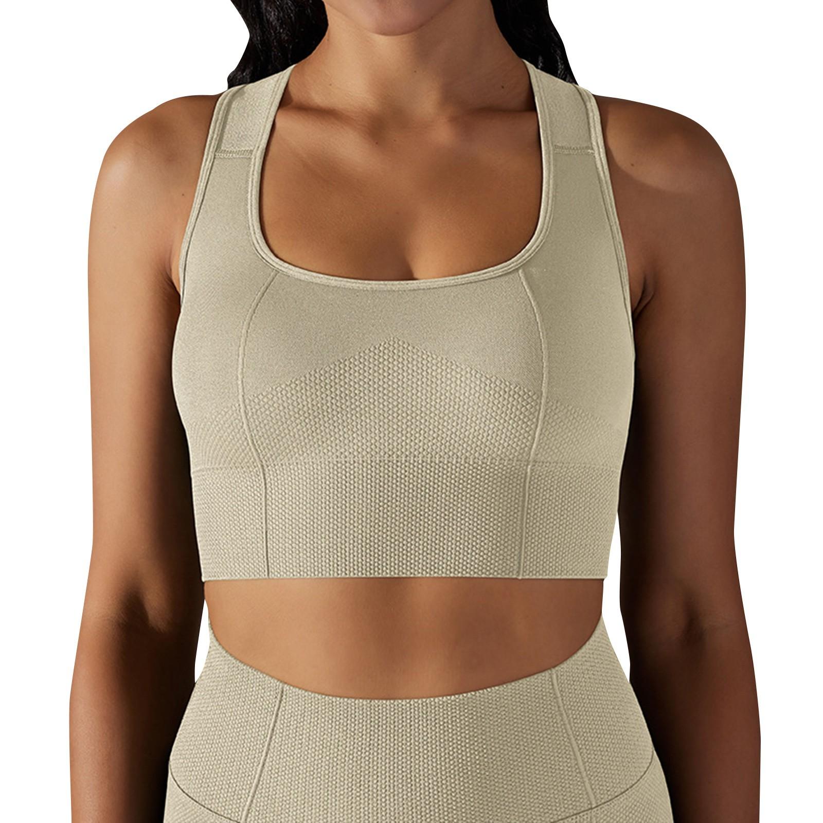 

Женский бесшовный трикотаж в горошек с крестом, красивая спина, дышащий, собранный, сексуальный жилет для йоги, спортивный бюстгальтер для отдыха и бега, фитнеса S бежевый