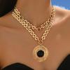 Personalized Retro Hollow Winding Coil Pendant Double Strap Chain Exaggerated Women's Necklace
