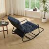 Outdoor Rocking Chair, Comfy Cushion, with Soft Thick Cushion,for Living Room, Bedroom, Reading Room, Black Frame with Navy blue Cushion