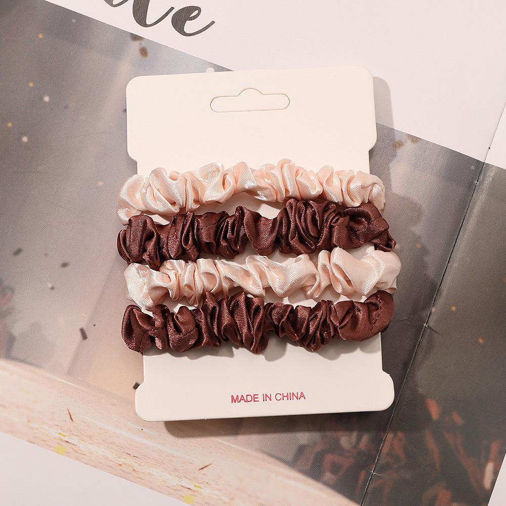 Cross-border Satin Hair Tie & Headband Set - Pig Intestine Style, Simple Ponytail, Leather Bun Tie