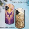 Golden Phoenix For Apple IPhone 16 11 13 15 14 Pro Max 12 Mini 7 8 Plus XR X XS Elliptical Shaped Tempered Glass Phone Case