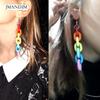 Fashion Chain Ear Hook Women Long Rainbow Clip Earrings Club Jewelry