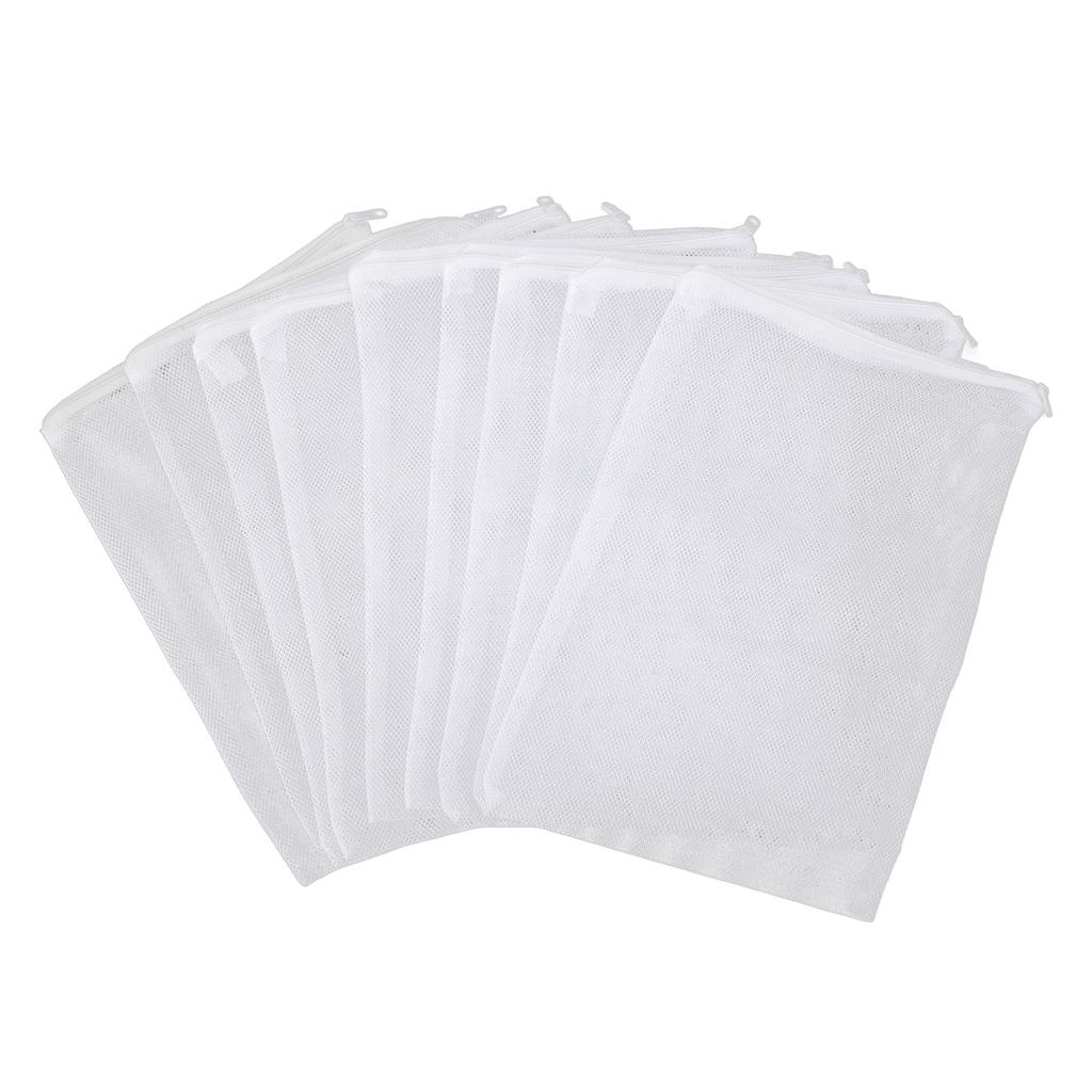 10Pcs Aquarium Filter Media Bags with Zipper Reusable Fish Tank Fine Mesh Bags for Activated Carbon