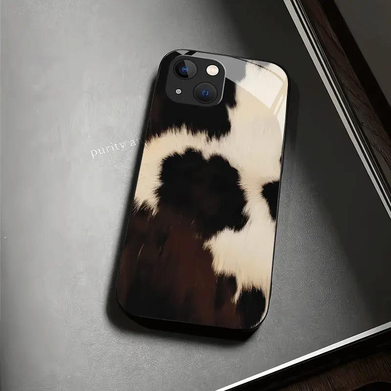 TEUM Station American style cream pattern Apple 17Pro tempered glass case iPhone16E fine hole all-inclusive mobile phone case