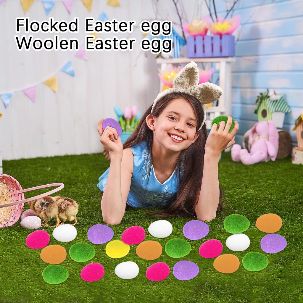 24 Easter Eggs, Wool Easter Eggs, Filled With Foam Stuffing