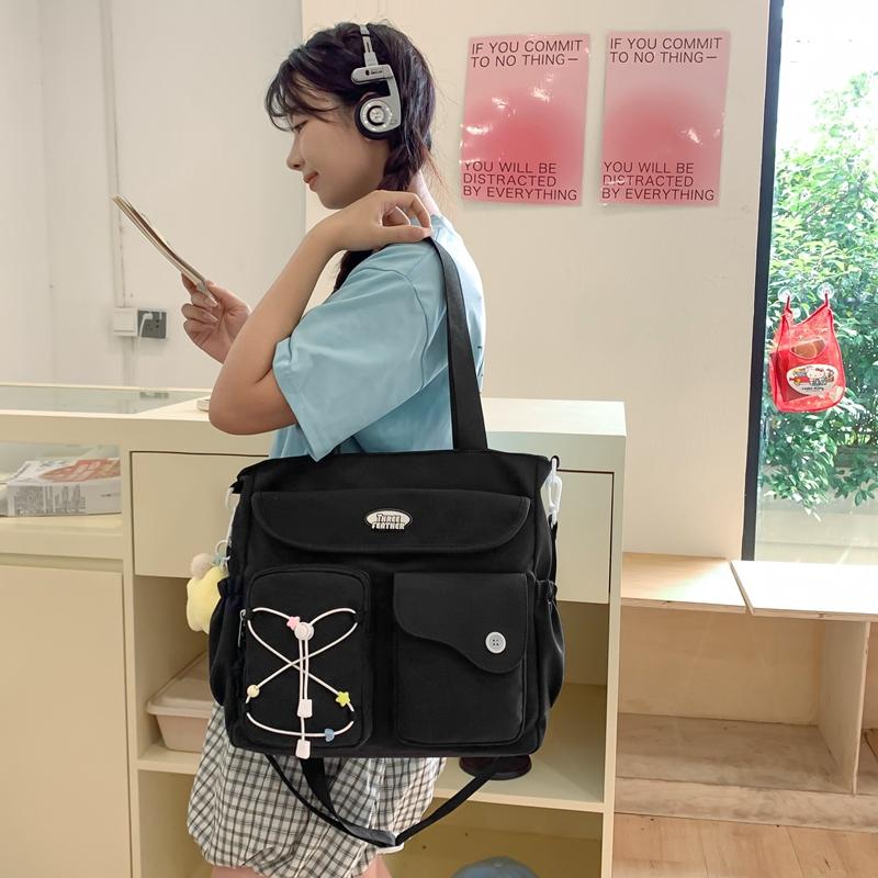 Dámská kabelka přes rameno studentská velkokapacitní taška na knihy na hodiny crossbody taška