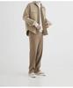 Men's Khaki Korean-Style Wool Coat: Autumn/Winter Loose Fit, Double-Sided Pocket Jacket