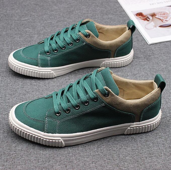 

Men Casual Shoes Canvas NEW Mens Loafers Breathable Lace Up Flats Men s Vulcanized Shoes Black Driving Shoes 39 зелёный