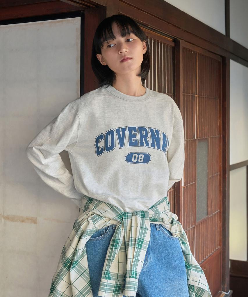 COVERNAT Slub Arch Logo Long Sleeve Charcoal