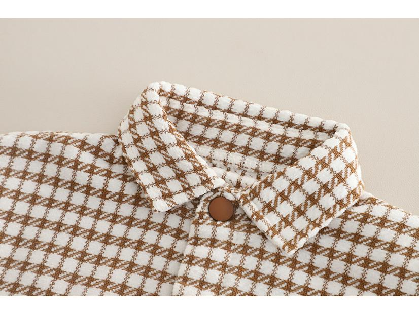 2025 Autumn Boys' Houndstooth Long Sleeve Three-Piece Set with Casual Denim Pants