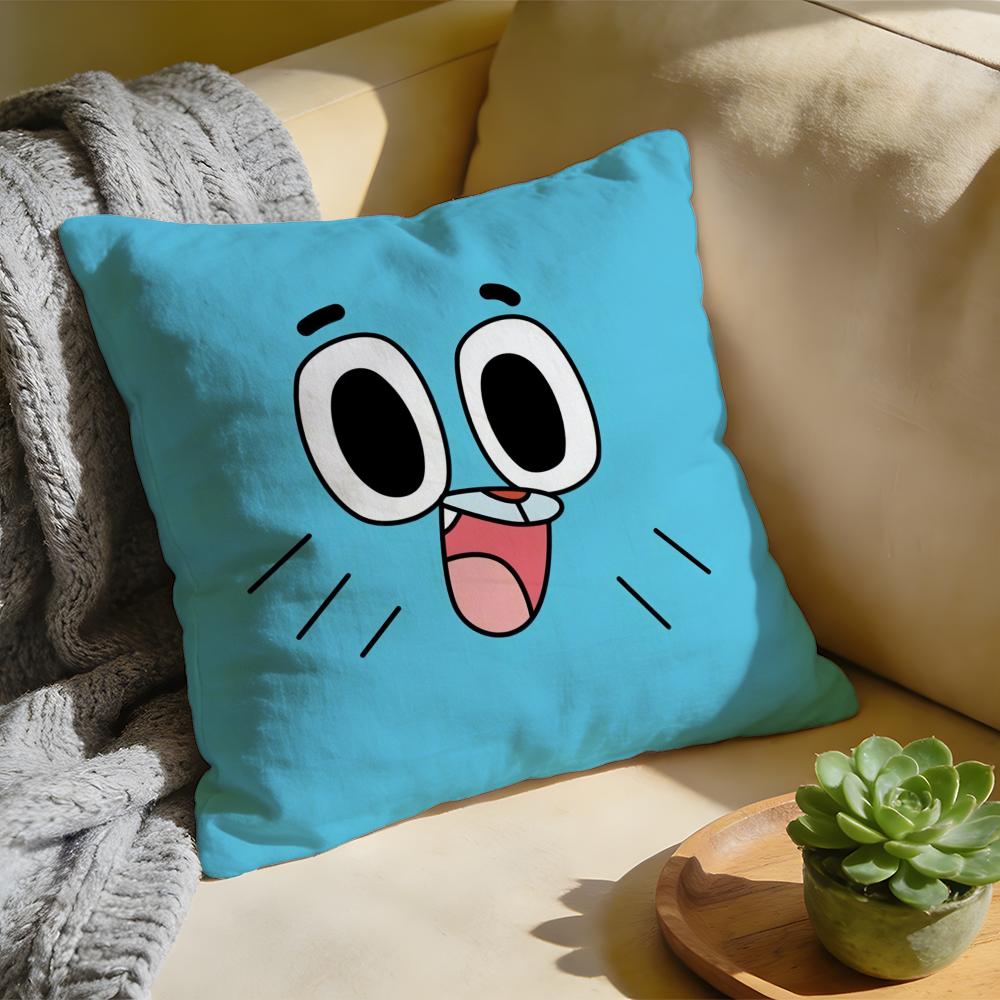 Cushion Cover Washed Linen Soft Breathable Decorative Case For Sofa Home Cartoon GGumball DDarwin Pillow cover