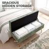 Storage Ottoman, Chenille Upholstered Ottoman Storage Box with Padded Seat, Metal Legs, 114 X 41 X 45 Cm, Light Green