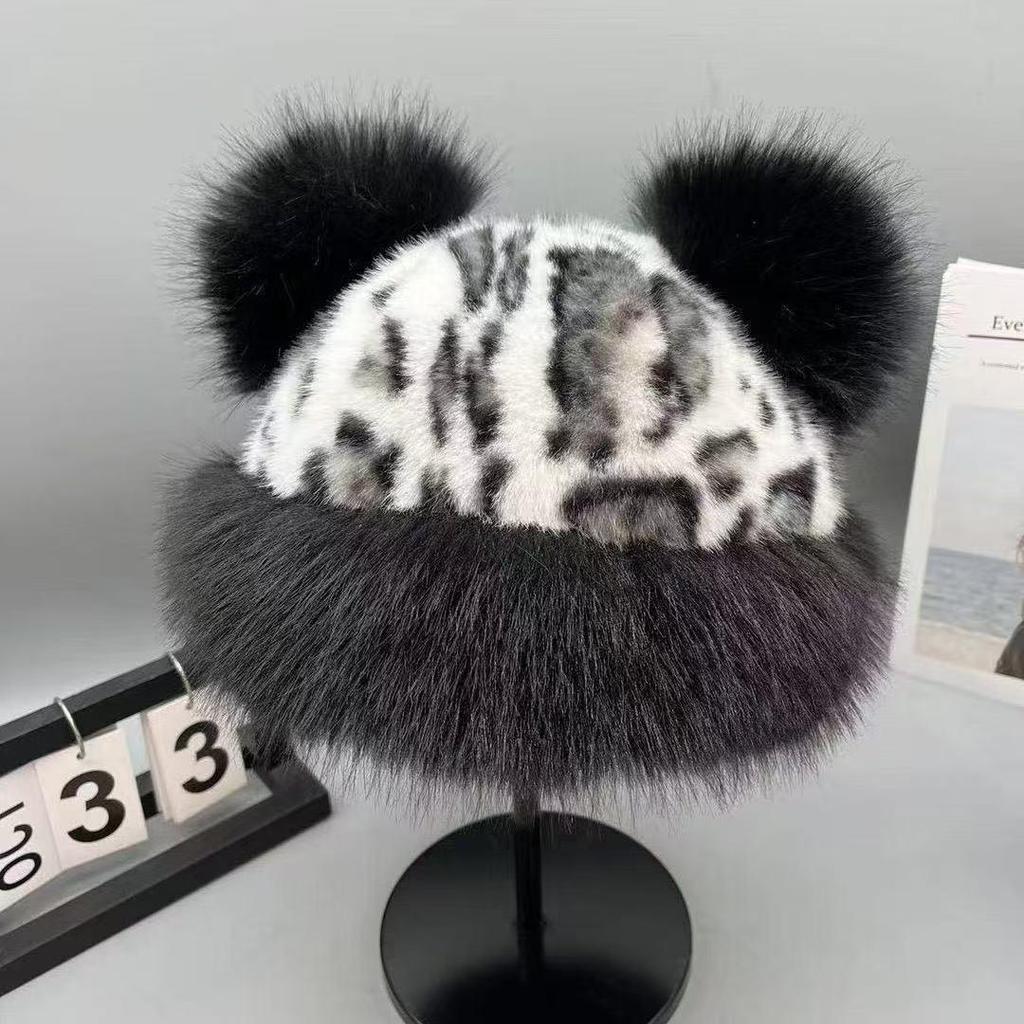 Women's Faux Mink Fur Winter Fisherman Hat - Ethnic Style, Windproof, Warm, Ear Protection, Versatile Plush Mongolian Design