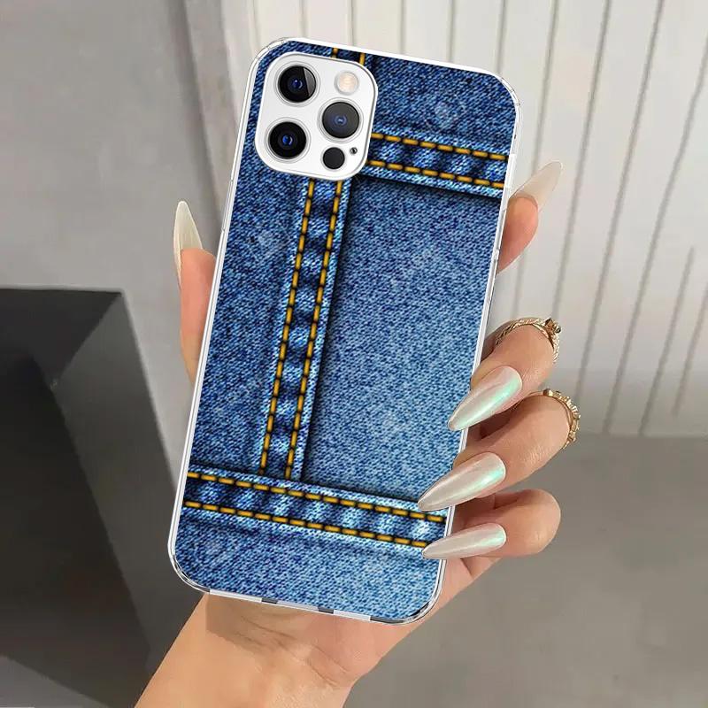 Jeans Cowboy Denim Printed Phone Case for Iphone 17 Air 16 15 Plus 14 13 Mini 12 11 Pro Max 16E 7 8 SE 2020 Soft Funda Print She