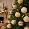 Velvet Painted Christmas Ball Ornament Set in Champagne Gold for Holiday Home Decor