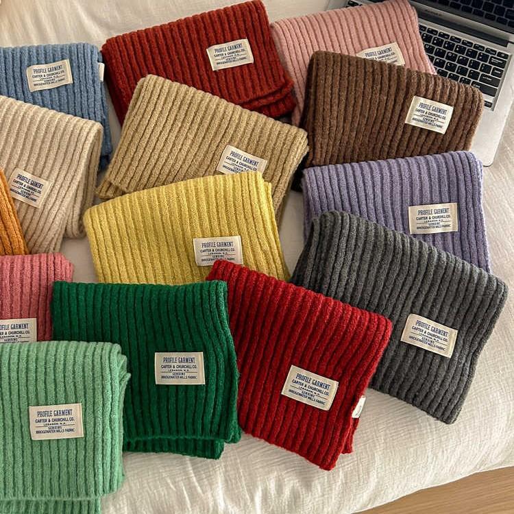 Woolen Knitted Brown Color Scarf Women'S Season Thickened Couple Warm Student Solid Color Men'S Scarf