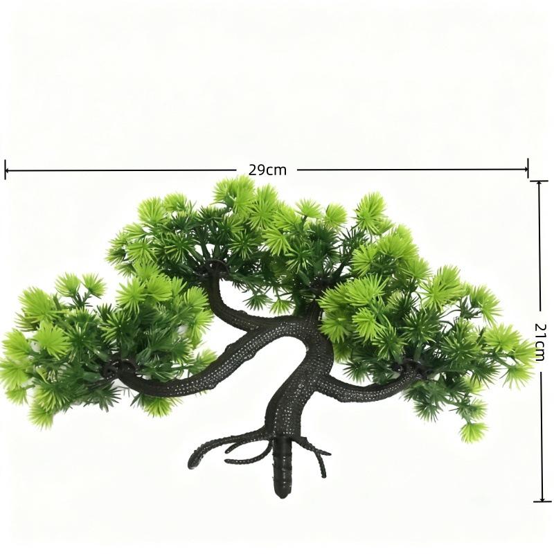 Zen Bonsai Green Pine Simulated Plant Decoration for Wine Cabinet or Home Entrance