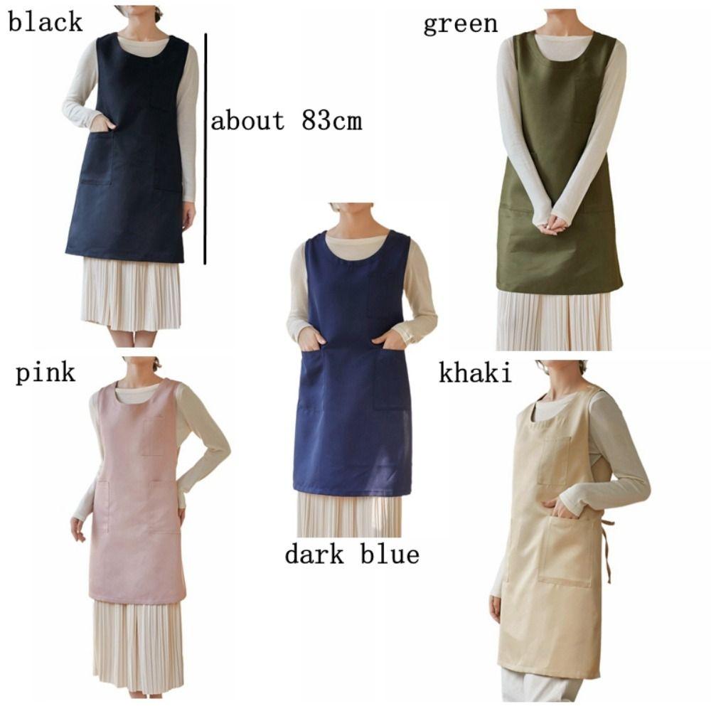 Thickened Korean Dress Apron Solid Color Sleeveless Apron Durable Cooking Apron  Woman