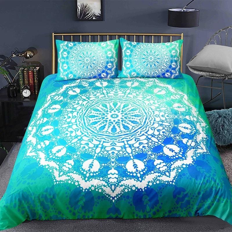 Mandala Flower Duvet Cover Set Bohemian Style Colourful Flowers Comforter Cover King Size For Boys Girls Polyester Bedding Se