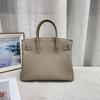Gold Button Silver Cowhide Togo-202530 Genuine Leather Women's Bag Portable