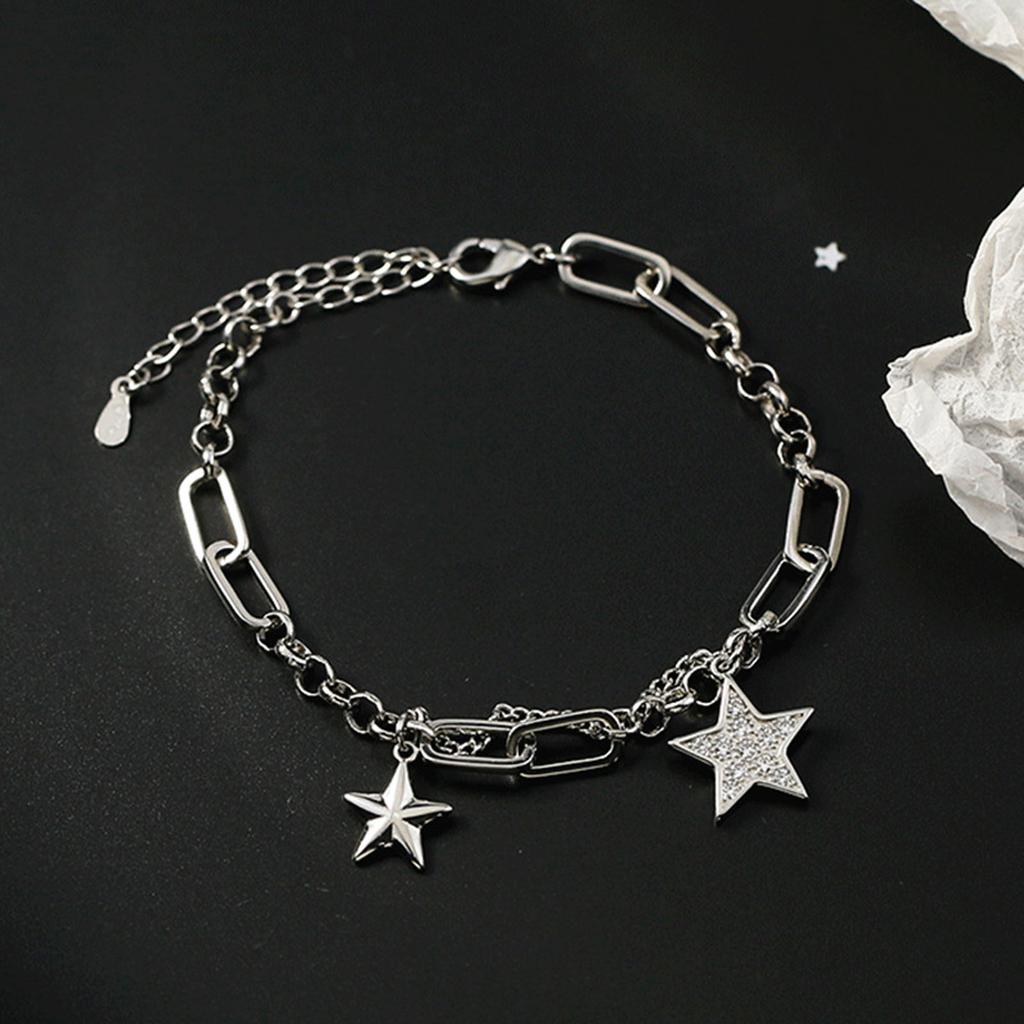 Ins Cold Wind Hip-hop Trend Simple Bracelet Shiny Star Copper Bracelet Pentagram Cool Girl Temperament Fashion Jewelry