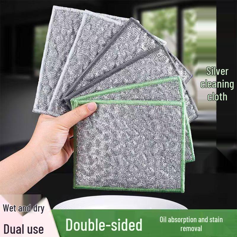 Silver Thread Double-Layer Absorbent Cotton Dishcloth & Cleaning Rag