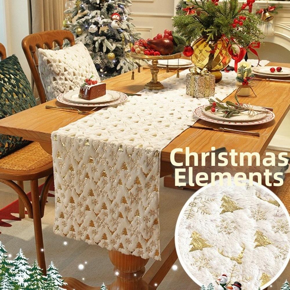 Embroidered Plush Table Flag Long Strip Cabinet Cover Towel Antlers Printed Tablecloth Home Dining