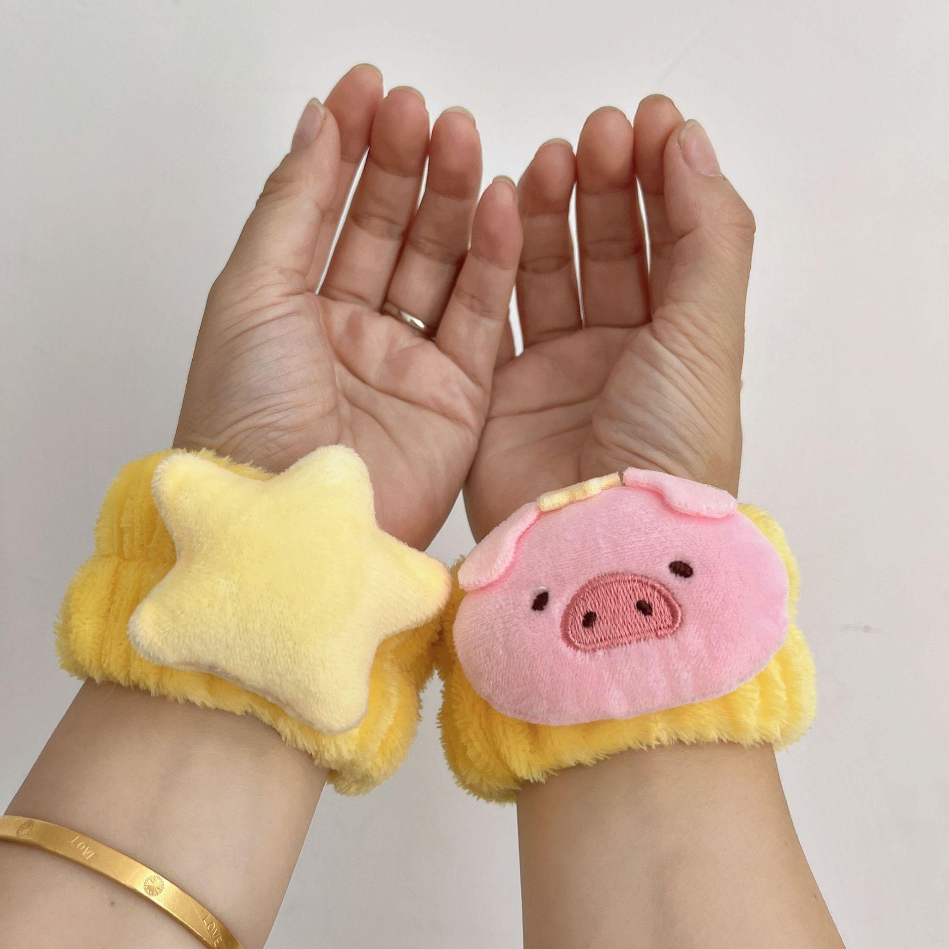 

2 шт. мультяшный ремешок для мытья лица, многоразовый потовый бандаж, повязка для полотенца, гибкий впитывающий ремешок для мытья лица, удобный