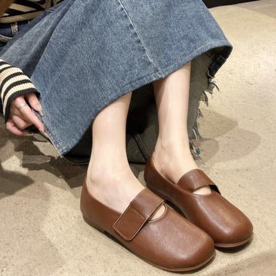 Fashion 2024 Autumn New Women's Fashion Solid Color Retro Round Toe Flat Low-top Shoes