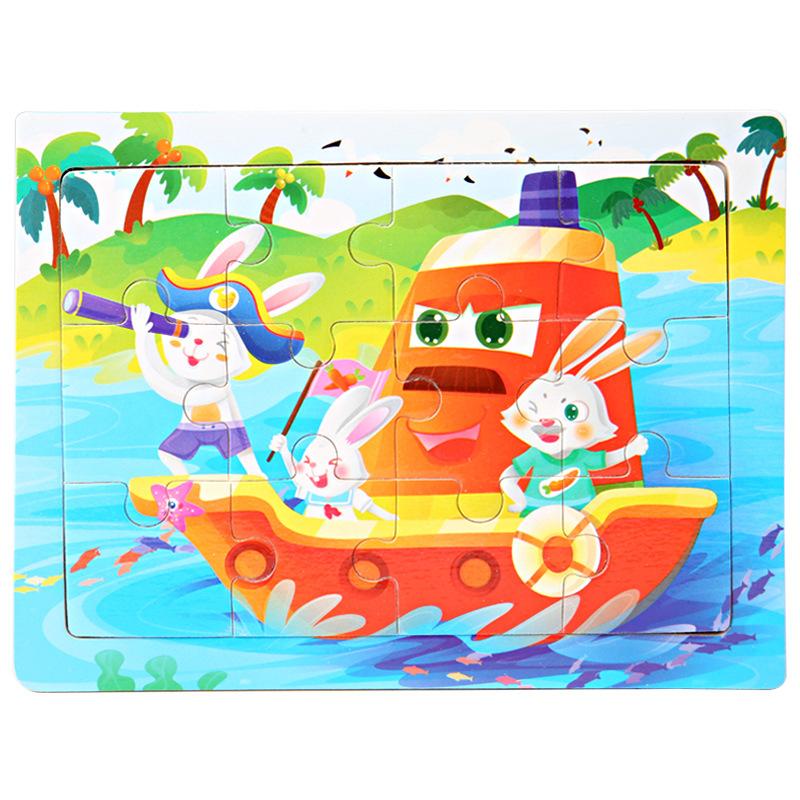 15*11cm 3D Puzzle Cartoon Animals Wood Puzzle Kids Cognitive Jigsaw Puzzle Baby Wooden Toys Educational Toys for Children