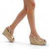 Gold Platform Shoes Women Wedge Heels Peep Toe Elegant Ladies Party Evening Shoes Espadrille Wedge Heel 10cm Plus Size 42