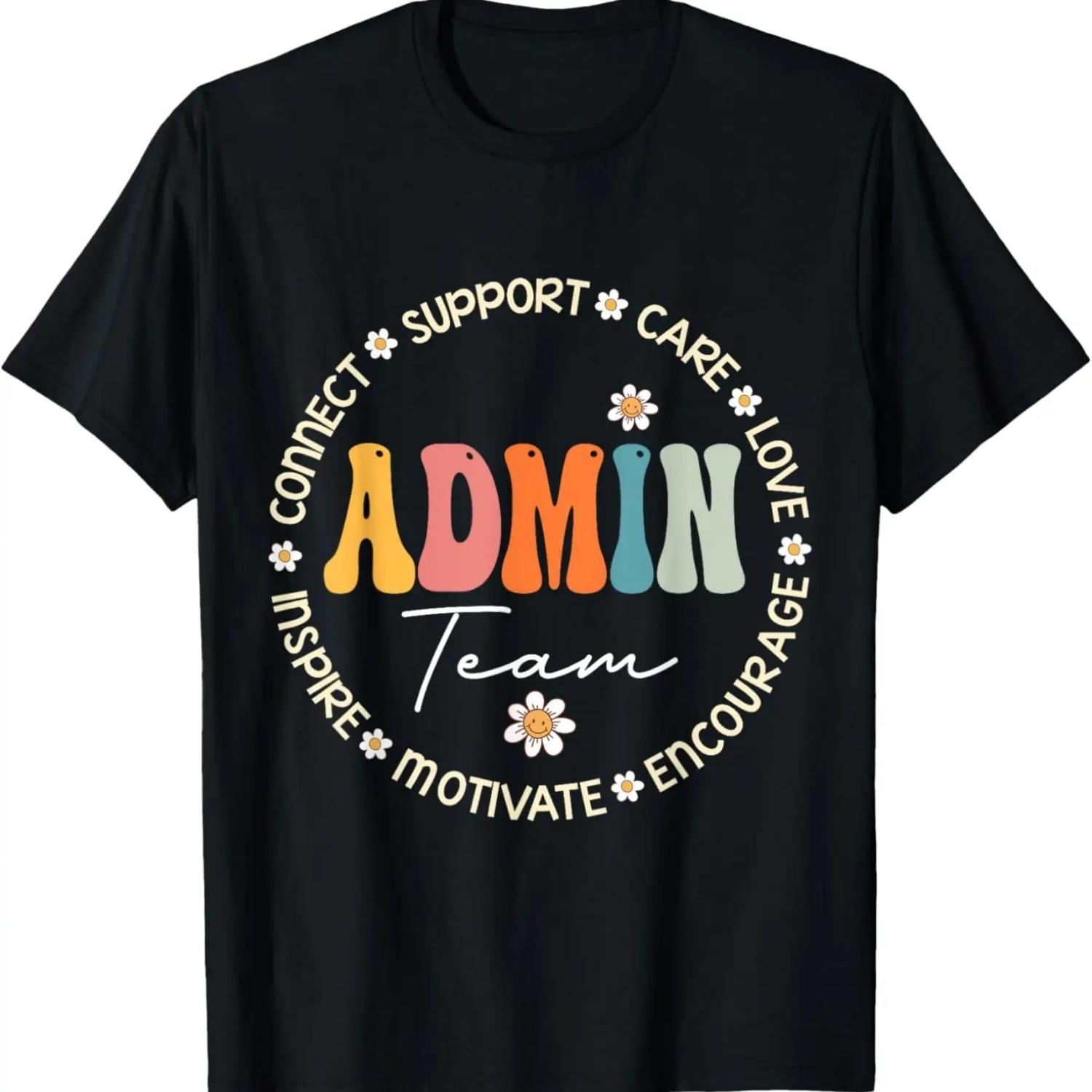 Retro School Secretary Admin Appreciation Week Admin TEAM T-Shirt S чёрный