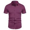 Men's Casual Short-sleeved Shirt - Solid Color, Simple and Stylish, Fitted Collar Shirt, Men's Top Garment