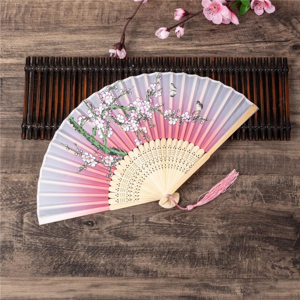For Cherry Blossom Pattern Folding Fan Handmade with Polyester for Asian Wedding Favor Party Reception and Outdoor Event Use