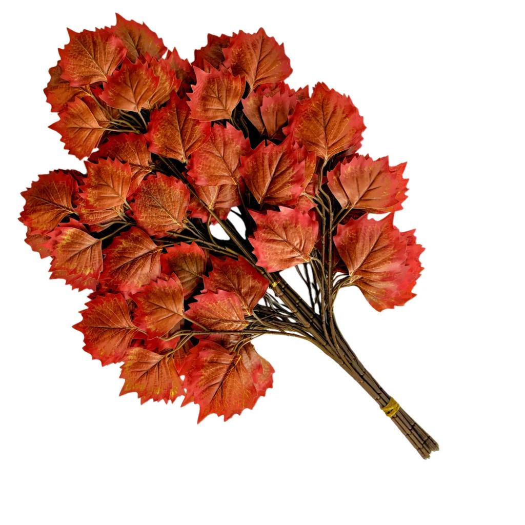 12pcs Artificial Maple Leaf Branch Waterproof Greenery Plants Foliage for Landscape Tree Making Home Decoration Outdoor Project