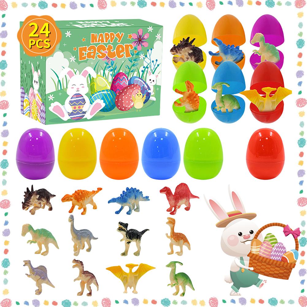 12Pcs Filled Easter Eggs Gifts With Stuffed Dinosaur Dolls Surprising Dinosaur Toys for Boys and Girls Easter Party Decor