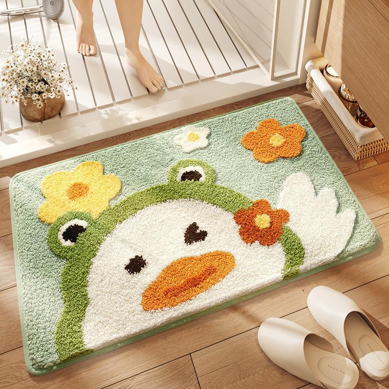 Cartoon Flower Bath Mat - Anti-Slip Shower Rug, Thick Microfiber Plush Bathroom Floor Mats, Quick Dry Super Absorbent Home Decor