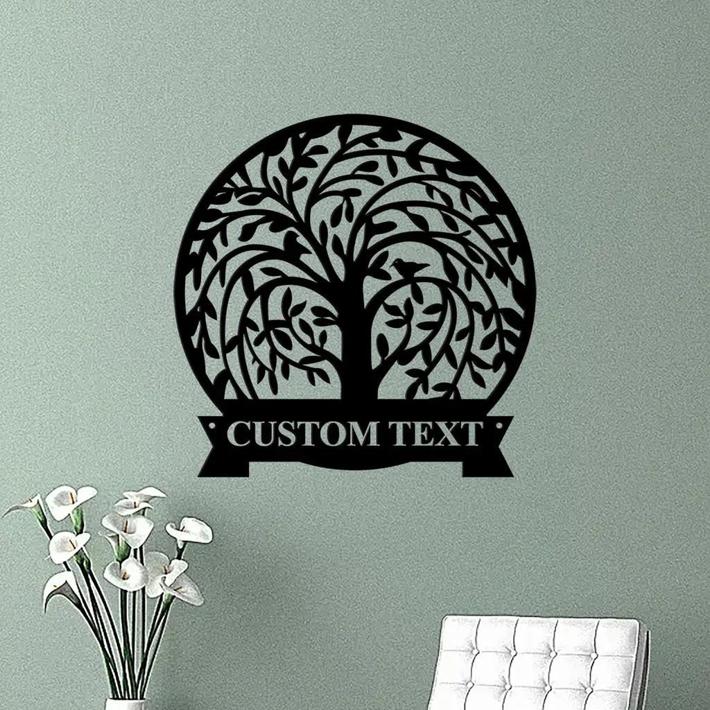 Metal Wall Art Custom Last Name Sign, Personalized Family Tree Decor
