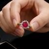Fashion Jewelry Simulation One Carat Cultivated Ruby Sunflower Ring Light Luxury Emerald Treasure Ring