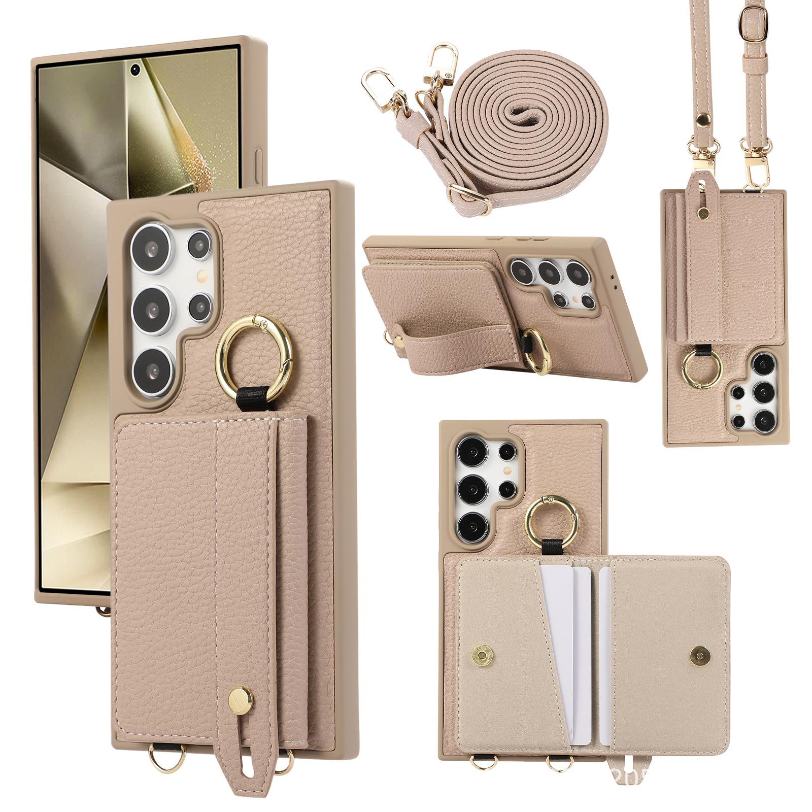 Leather Card Insert  Phone Case Compatible with Samsung S26 S25 S24 Ultra Plus Crossbody Wristband Protective Cover samsung s26 ultra