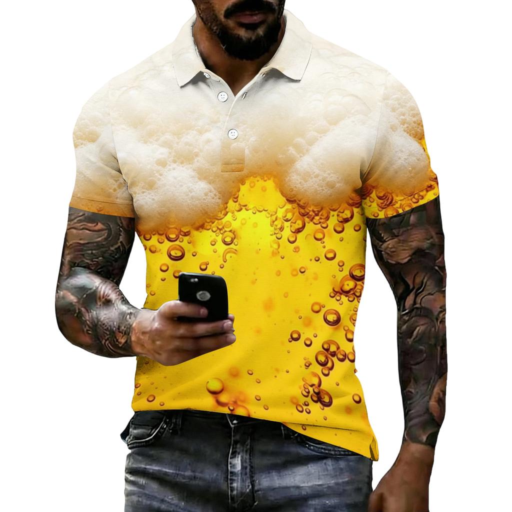 Unisex Casual Short Sleeve Polo Shirt Loose Fit Printed Top Breathable Comfortable Fabric Suitable for Everyday Wear and Outdoor Activities
