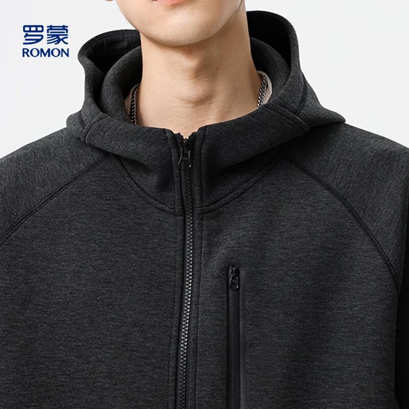 ROMON Men's Fleece Lined Air Layer Hooded Cardigan Jacket