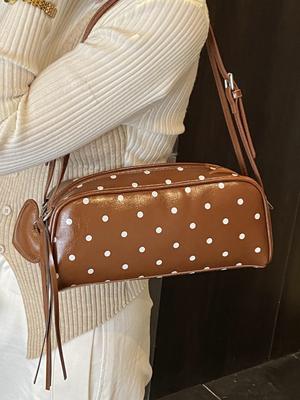 Leichte Luxus-Textur Rote Polka-Dot Schultertaschen Damen Neuer Trend PU-Leder Reißverschlüsse Achseltasche Einfache Vintage Damen Handtaschen