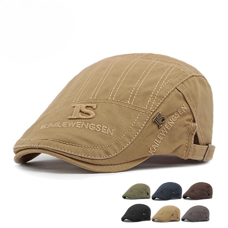 2025 Hat Men's Spring Summer Embroidery Cotton Cap British Vintage Fashion Forward Hat Women's Casual Beret Youth Hat