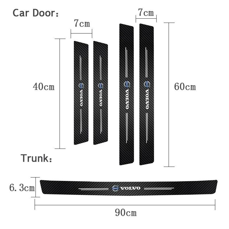 fqshd6 Carbon Fiber Vinyl Door Sill Guard Anti Scratch Protector Sticker For Volvo R-Design XC60 XC90 S60 V60 XC40 C40 S90 V90 V40 XC70