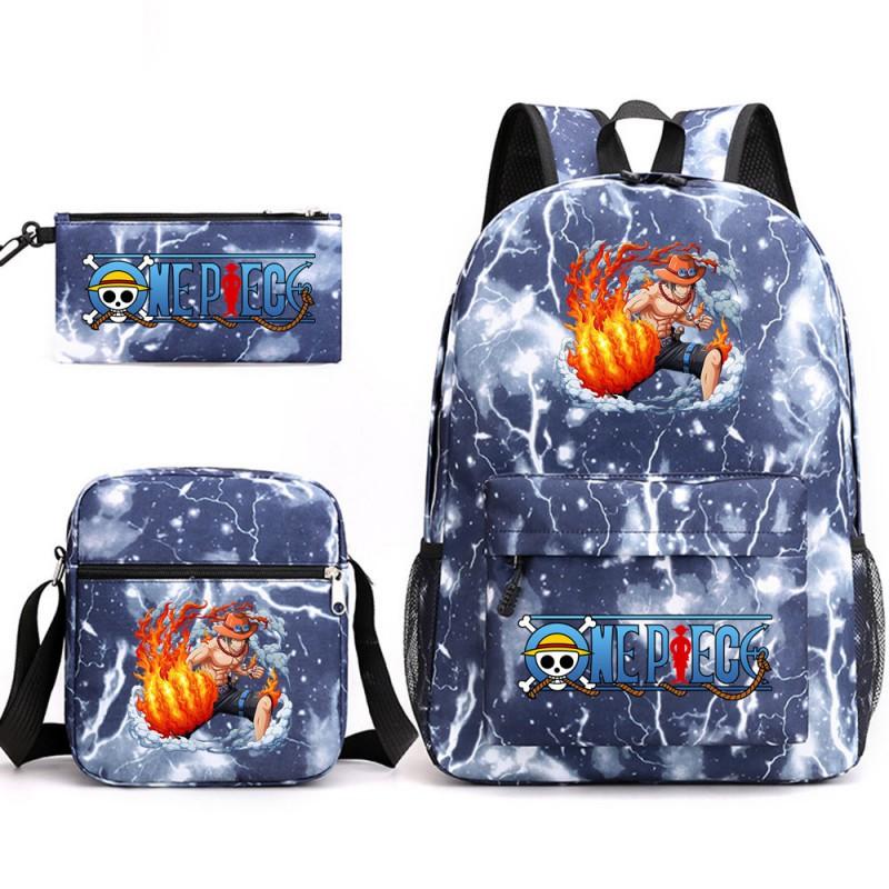 One Piece Anime Backpack Kids School Use Large Capacity Oxford Fabric Dual Shoulder Bag With Padded Straps