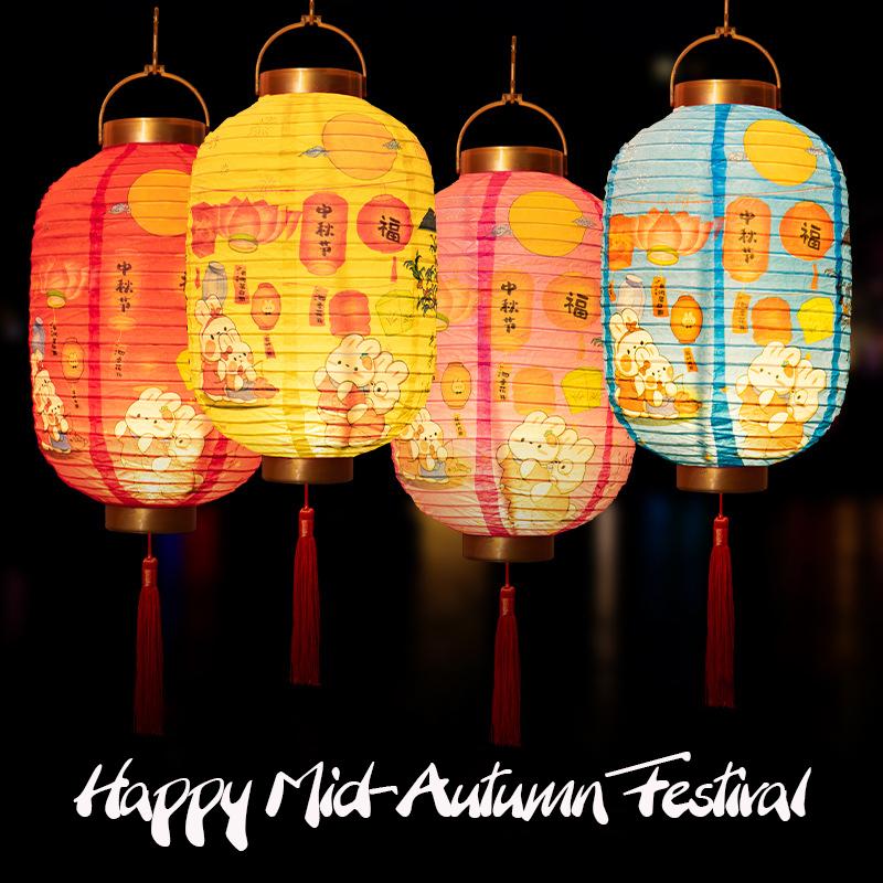Festive Chinese Lantern Mid-Autumn Spring Festival New Year Decoration Outdoor Hanging Paper Palace Lanterns Festival Atmosphere
